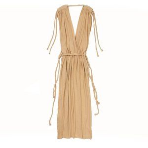 Spiritum Tulum beige pale rose handmade gauze cotton beach dress resort coverup